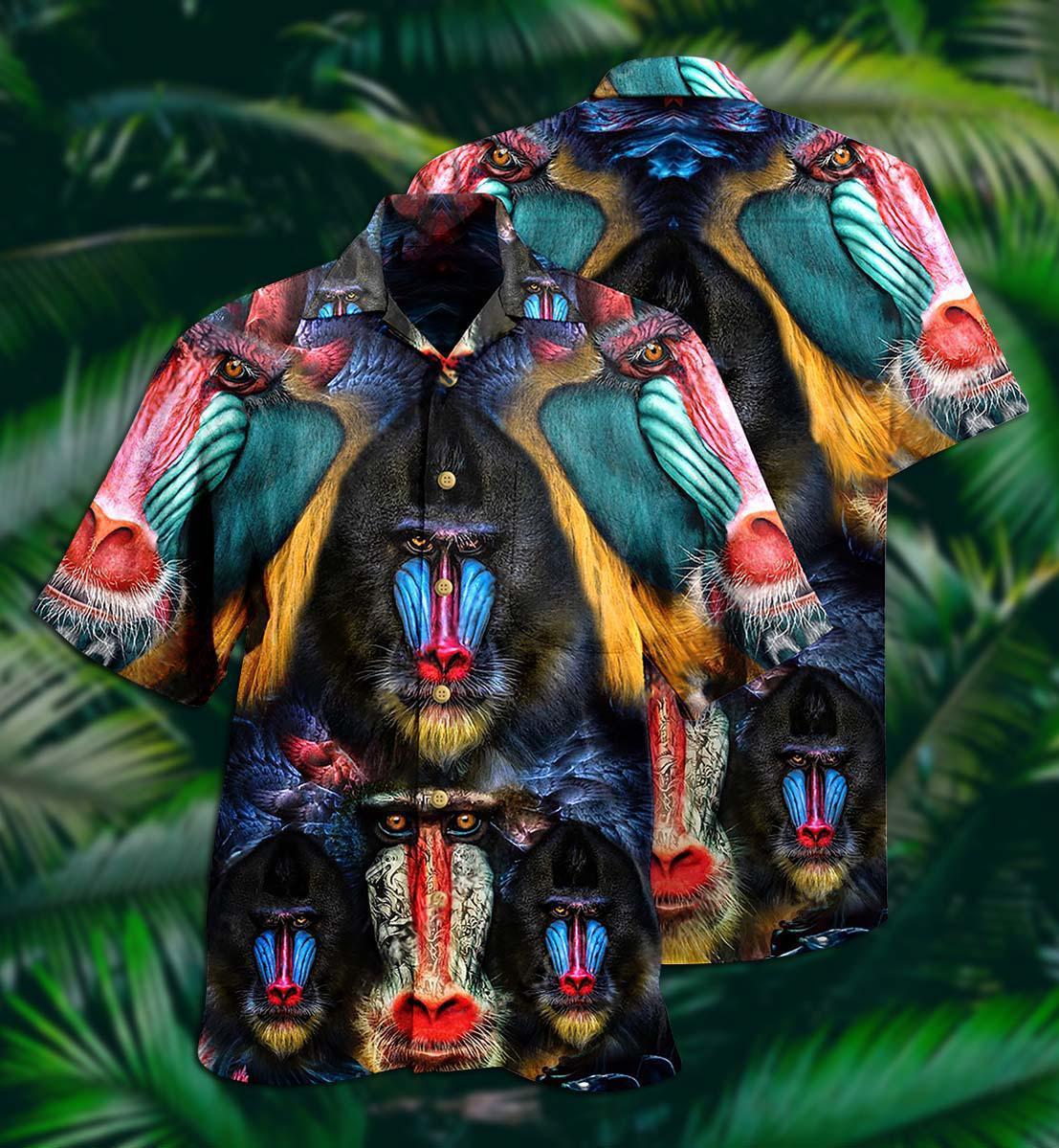 Monkey Mandrill Animals Love Forest And Live It Forever - Hawaiian Shirt - Owls Matrix LTD