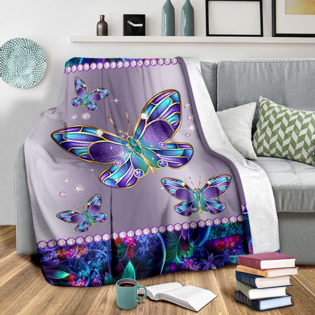 Butterfly Metal Pattern Print Butterfly - Flannel Blanket - Owls Matrix LTD