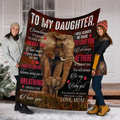 Elephant To My Daughter Breathing I Love You - Flannel Blanket - Owls Matrix LTD