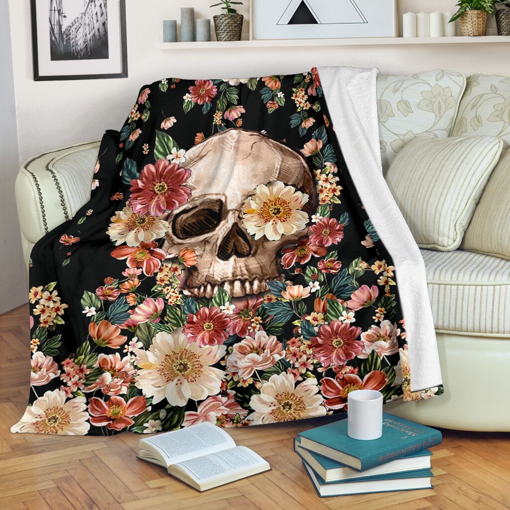 Skull Floral So Cool So Mysterious - Flannel Blanket - Owls Matrix LTD
