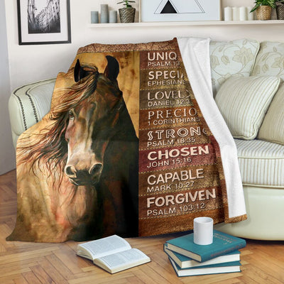 Horse God Says You Are Leather Pattern Print Horse - Flannel Blanket - Owls Matrix LTD