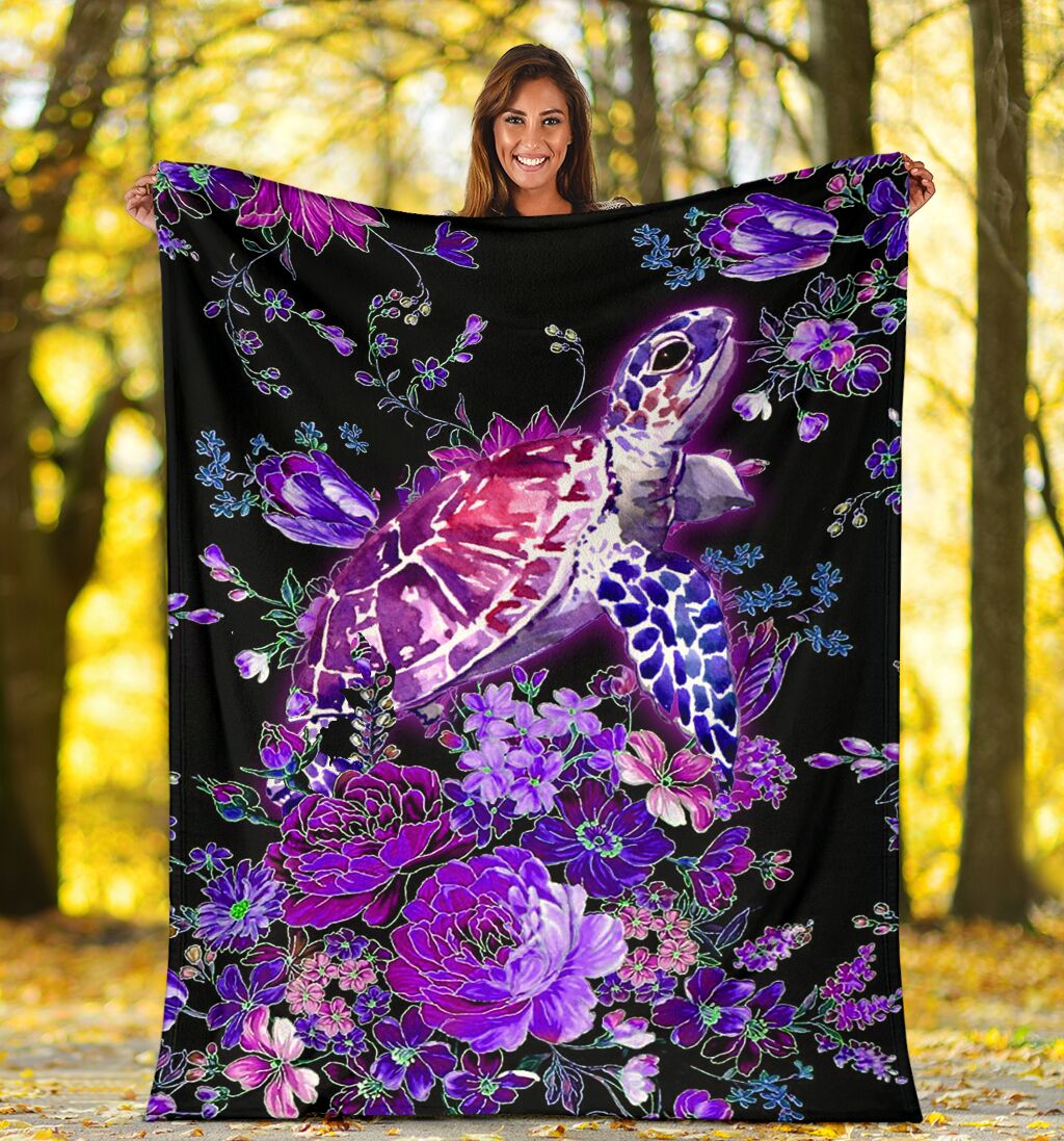 Turtle Purple Turtle Turtle Style - Flannel Blanket - Owls Matrix LTD