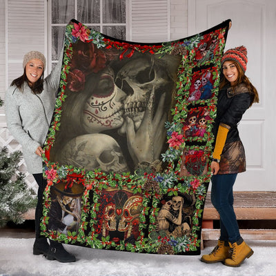 Skull You And Me Christmas - Flannel Blanket - Owls Matrix LTD