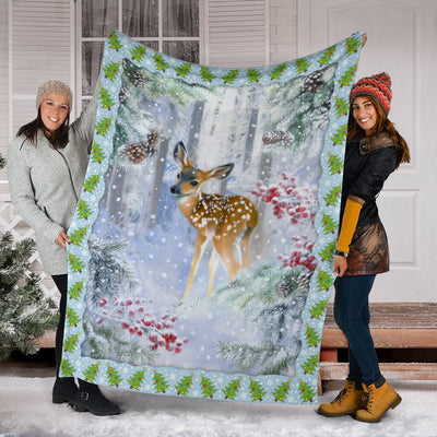 Hunting Deer Christmas Hunting - Flannel Blanket - Owls Matrix LTD