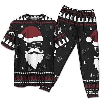 T-shirt + Pants / S Christmas Up On The Rooftop Click Click Click Santa Claus - Pajamas Short Sleeve - Owls Matrix LTD