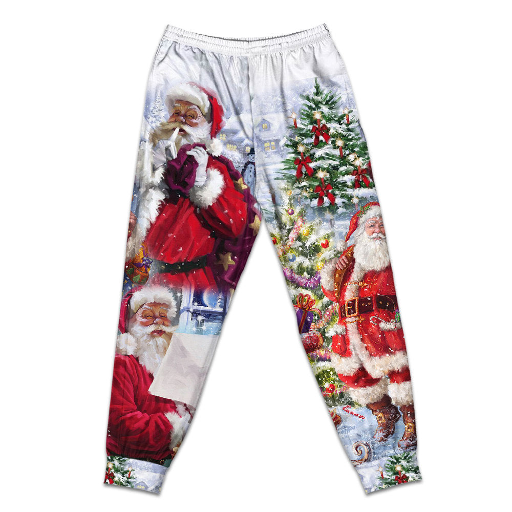 Pants / S Christmas Santa Claus Is Coming To Town - Pajamas Short Sleeve - Owls Matrix LTD