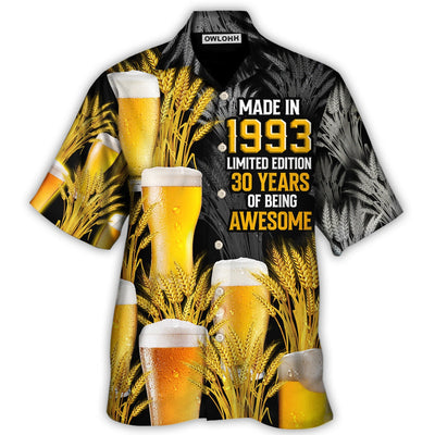 Hawaiian Shirt / Adults / S Beer Happy Drinking Beer Made In 1993 - Hawaiian Shirt - Owls Matrix LTD