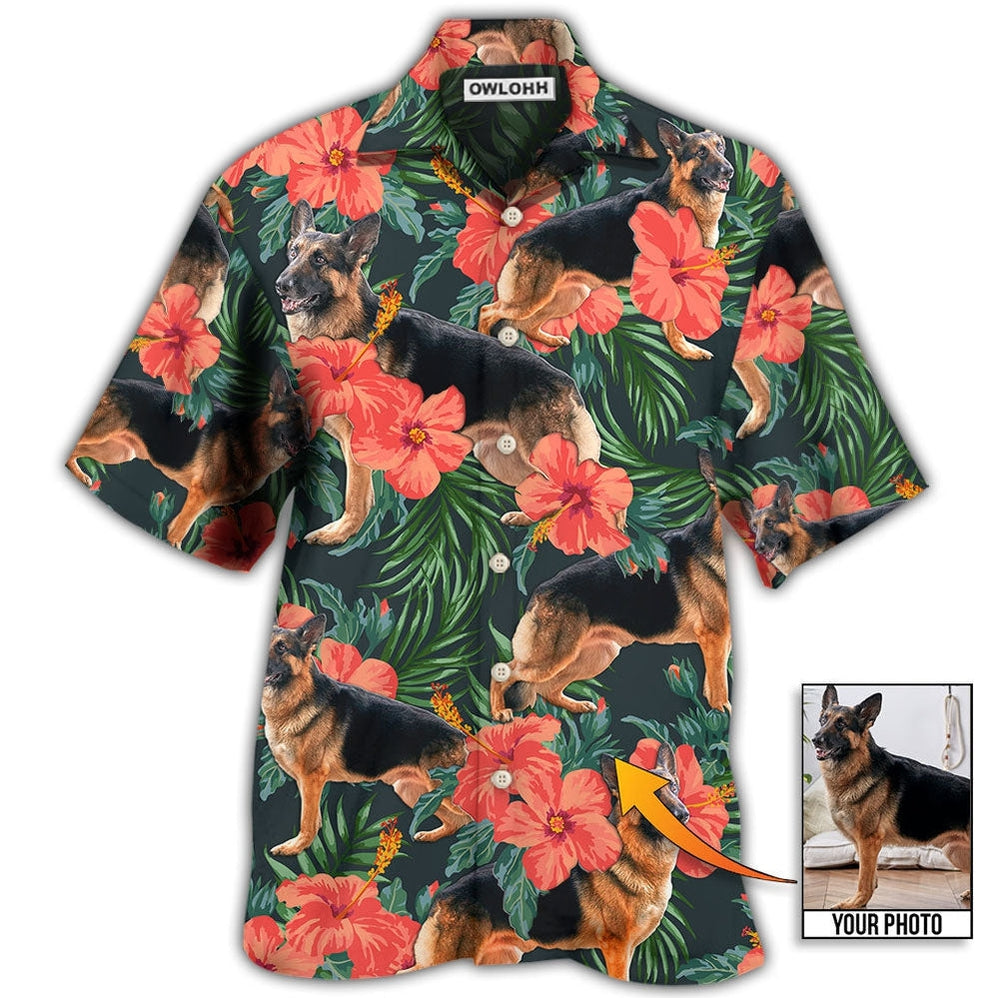 Hawaiian Shirt / Adults / S German Shepherd Tropical Custom Photo - Hawaiian Shirt - Owls Matrix LTD