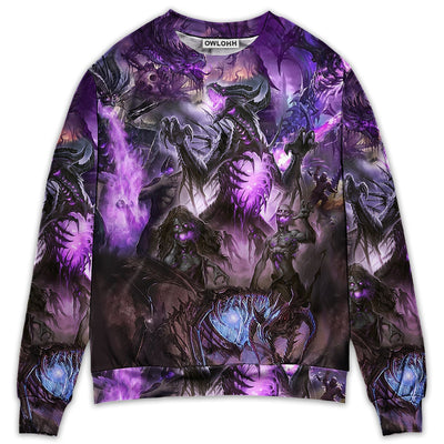 S Skull Dragon Love Life Purple - Sweater - Ugly Christmas Sweaters - Owls Matrix LTD
