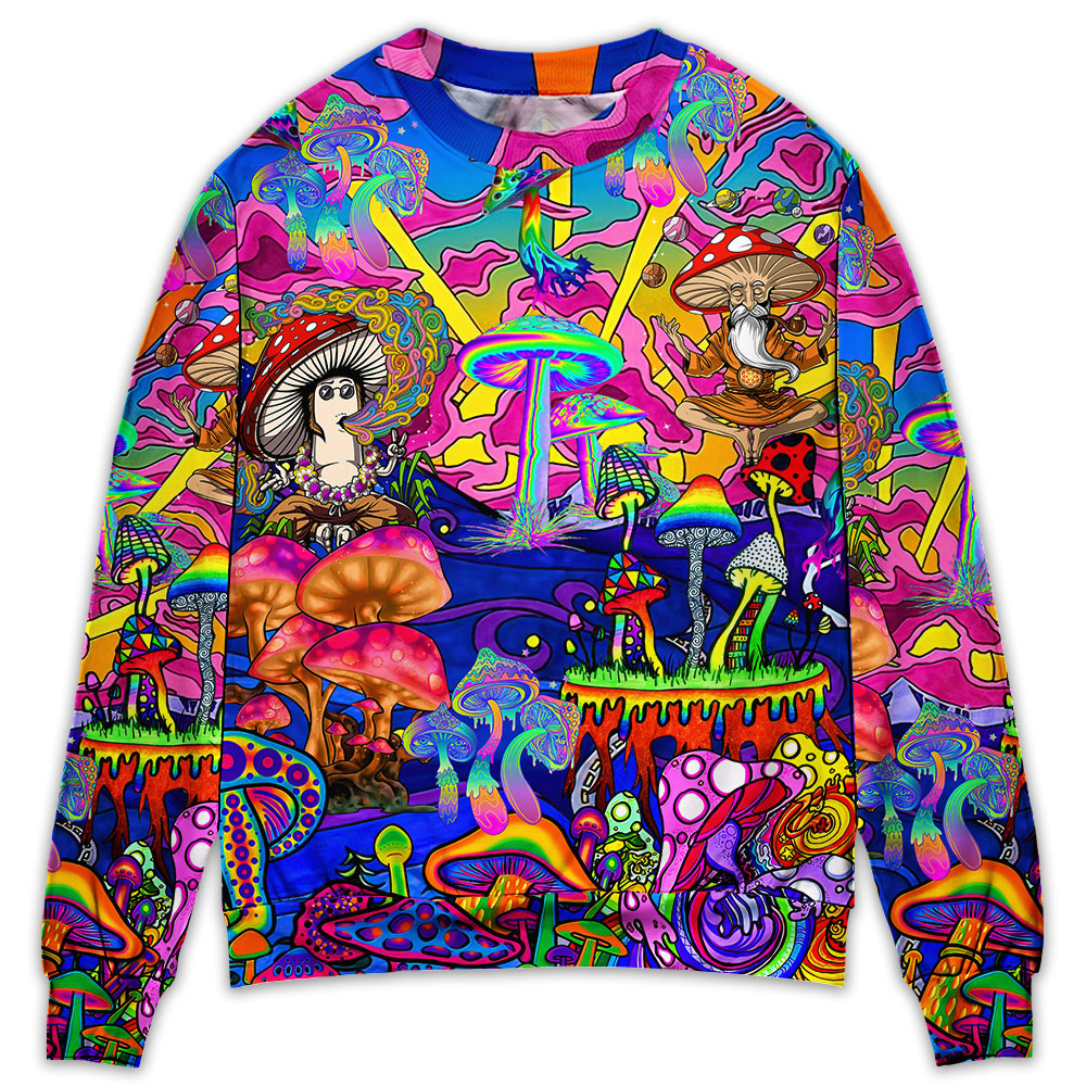 Sweater / S Hippie Magic Trippy Mushroom Awesome - Sweater - Ugly Christmas Sweaters - Owls Matrix LTD