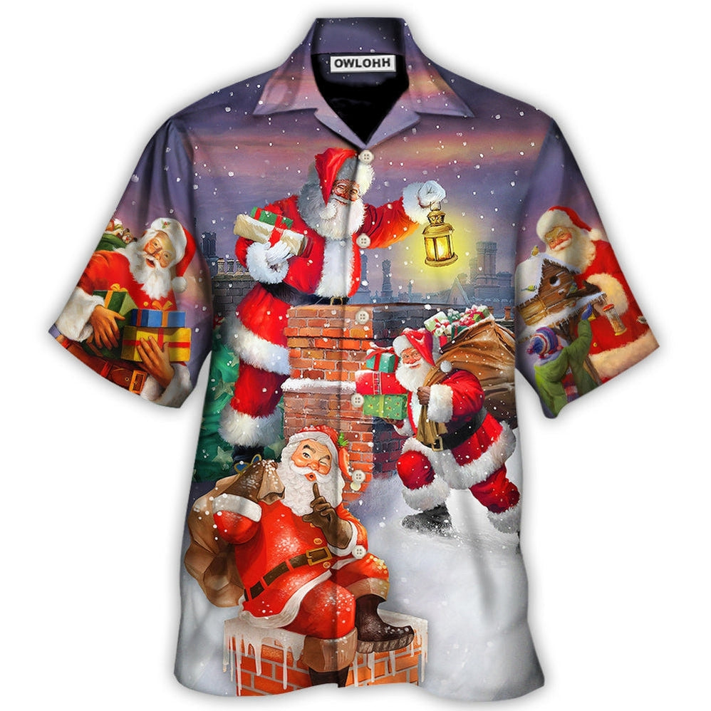 Hawaiian Shirt / Adults / S Christmas Having Fun With Santa Claus Gift For Xmas Art Style - Hawaiian Shirt - Owls Matrix LTD