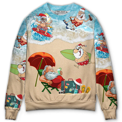 Sweater / S Christmas Santa Play On Beach - Sweater - Ugly Christmas Sweaters - Owls Matrix LTD