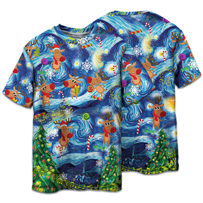 T-shirt / S Christmas Dancing Reindeers Happy - Pajamas Short Sleeve - Owls Matrix LTD
