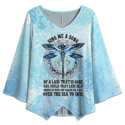 S Dragonfly Hippie Sing Me A Song - V-neck T-shirt - Owls Matrix LTD