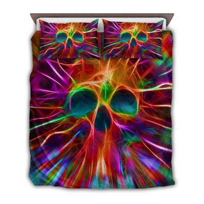 US / Twin (68" x 86") Skull Rainbow Color Love Cool Style - Bedding Cover - Owls Matrix LTD