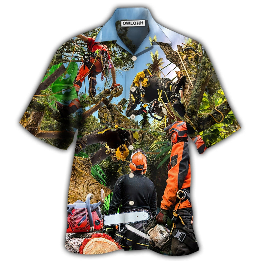Hawaiian Shirt / Adults / S Arborist Tree Surgeon Climbing Tree Continuous - Hawaiian Shirt - Owls Matrix LTD