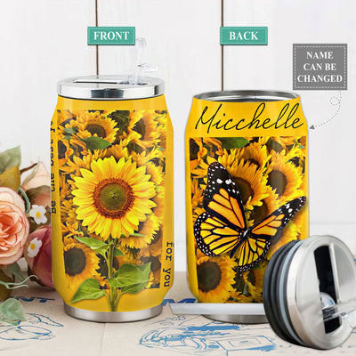 S Sunflower Butterfly For You Personalized - Soda Can Tumbler - Owls Matrix LTD