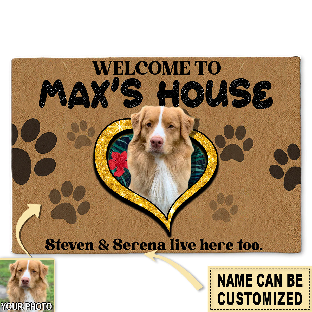 S ( 16X24 INCHES ) Dog Welcome To The Dog's House Custom Photo Personalized - Doormat - Owls Matrix LTD
