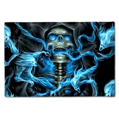 S ( 16X24 INCHES ) Skull Black Ground Thunder - Doormat - Owls Matrix LTD
