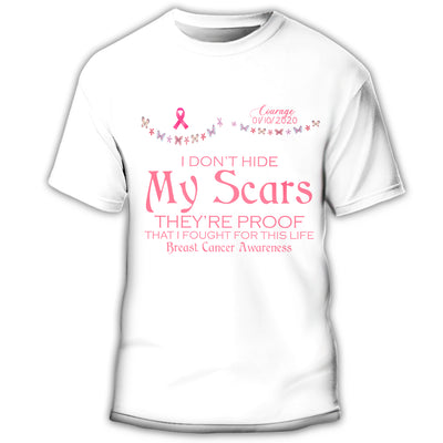 S Breast Cancer Awareness I Don't Hide My Scars - Round Neck T-shirt - Owls Matrix LTD