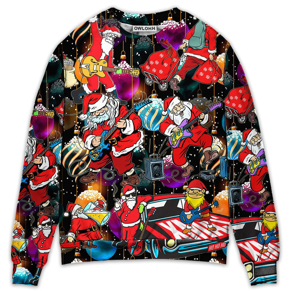 Sweater / S Christmas Guitar Music And Santa Merry Very Xmas - Sweater - Ugly Christmas Sweaters - Owls Matrix LTD