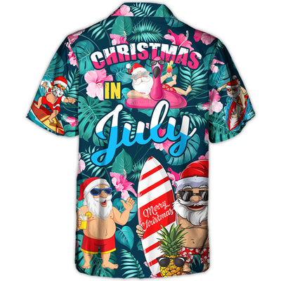 Christmas In July Funny Santa Claus Tropical Style - Hawaiian Shirt