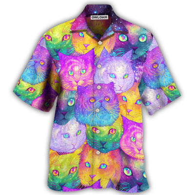 Hawaiian Shirt / Adults / S Cat Galaxy Colorful Cool Style - Hawaiian Shirt - Owls Matrix LTD