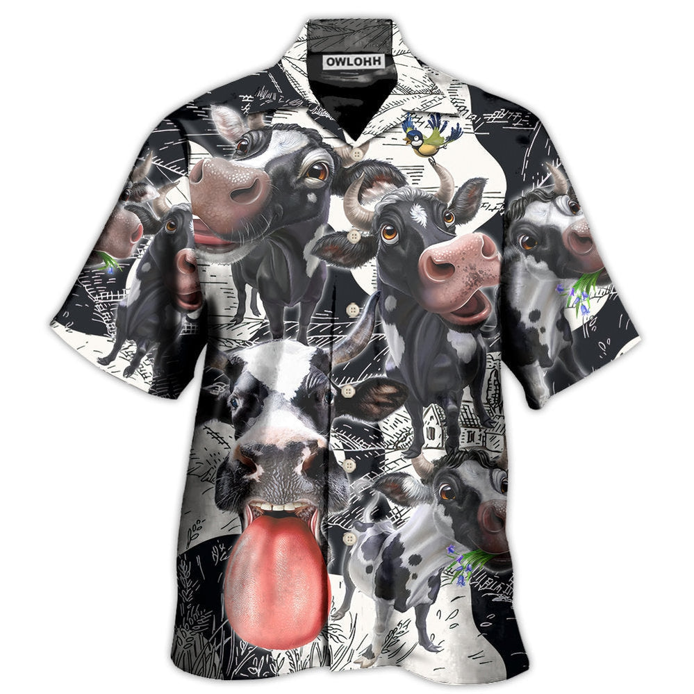 Hawaiian Shirt / Adults / S Cow Funny Dairy Cow Happy Life In The Farm - Hawaiian Shirt - Owls Matrix LTD