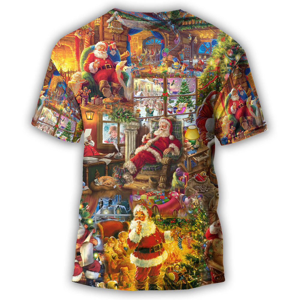 Santa Christmas Happy Holiday Season Of Joy - Round Neck T-shirt - Owls Matrix LTD