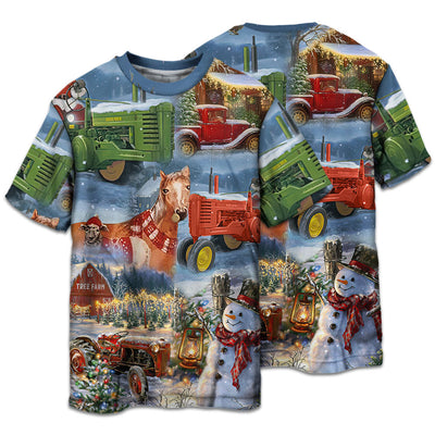 T-shirt / S Christmas To Farm Happiness - Pajamas Short Sleeve - Owls Matrix LTD