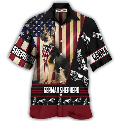 Hawaiian Shirt / Adults / S German Shepherd American Flag - Hawaiian Shirt - Owls Matrix LTD