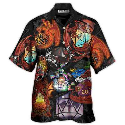 Hawaiian Shirt / Adults / S D20 And Fire Dragon Art - Hawaiian Shirt - Owls Matrix LTD