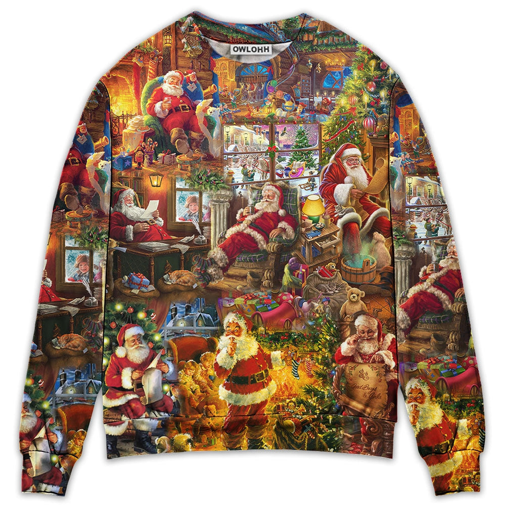 Sweater / S Santa Christmas Happy Holiday Season Of Joy - Sweater - Ugly Christmas Sweaters - Owls Matrix LTD
