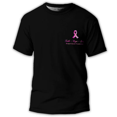 S Breast Cancer Awareness Faith Hope Love Breast Cancer Awareness - Round Neck T-shirt - Owls Matrix LTD