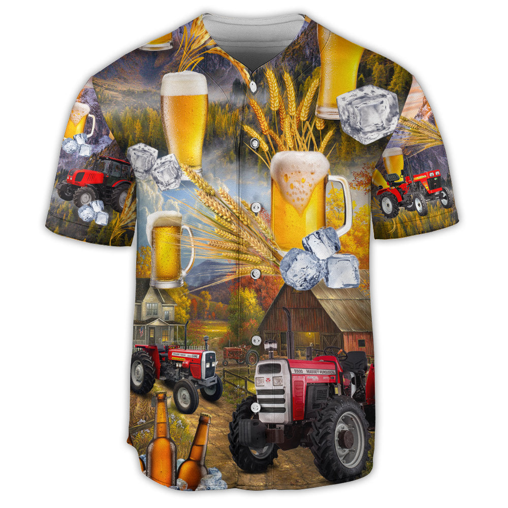 S Beer And Tractor Autumn Farm Life - Baseball Jersey - Owls Matrix LTD