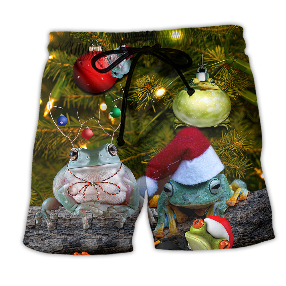 Beach Short / Adults / S Christmas Frog Merry Christmas Bauble - Beach Short - Owls Matrix LTD