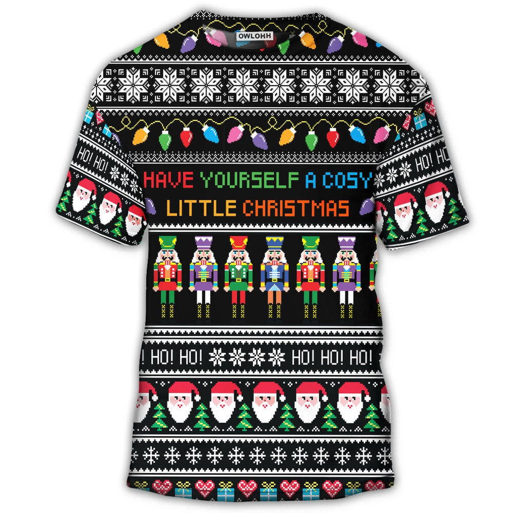 S Christmas Have Yourself A Cosy Little Christmas - Round Neck T-shirt - Owls Matrix LTD