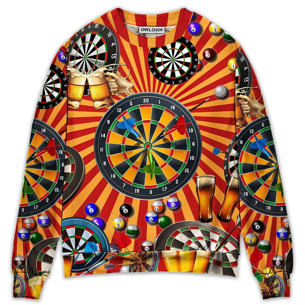 Dart Player Dart And Drink Beer - Sweater - Ugly Christmas Sweaters - Owls Matrix LTD
