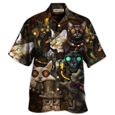 Hawaiian Shirt / Adults / S Cat Steampunk Art Steal Heart - Hawaiian Shirt - Owls Matrix LTD