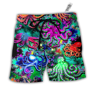 Beach Short / Adults / S Octopus Light Colorful Lover Art Style - Beach Short - Owls Matrix LTD