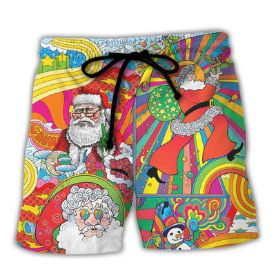 Beach Short / Adults / S Hippie Santa Merry Xmas - Beach Short - Owls Matrix LTD