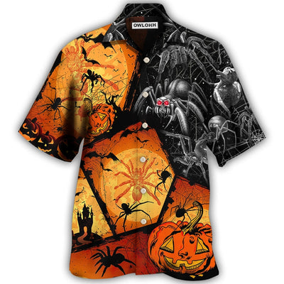 Hawaiian Shirt / Adults / S Halloween Spider Pumpkin Scary - Hawaiian Shirt - Owls Matrix LTD