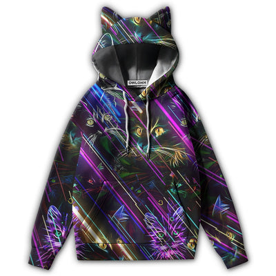 S Cat Neon Light Style - Ears Hoodie - Owls Matrix LTD
