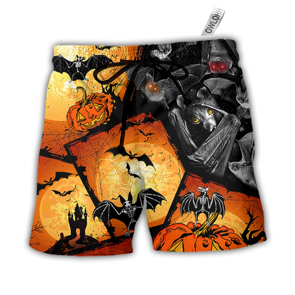 Beach Short / Adults / S Halloween Bat Pumpkin Scary - Beach Short - Owls Matrix LTD