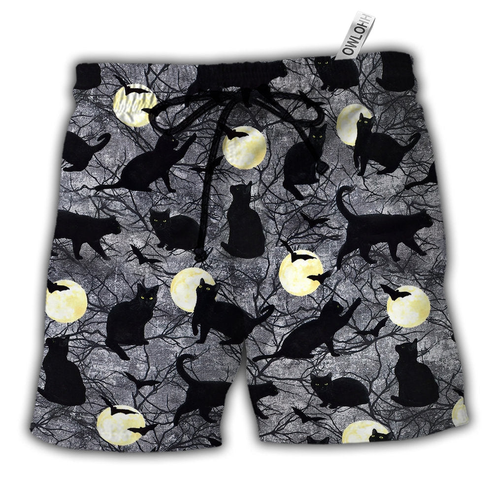Beach Short / Adults / S Halloween Black Cat Pattern - Beach Short - Owls Matrix LTD