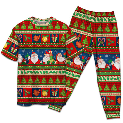 T-shirt + Pants / S Christmas Santa Claus Happy Xmas Amazing - Pajamas Short Sleeve - Owls Matrix LTD
