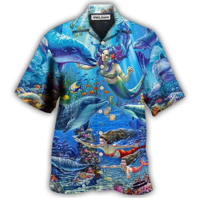 Hawaiian Shirt / Adults / S Dolphin Mermaid Lover Blue Sea Style - Hawaiian Shirt - Owls Matrix LTD