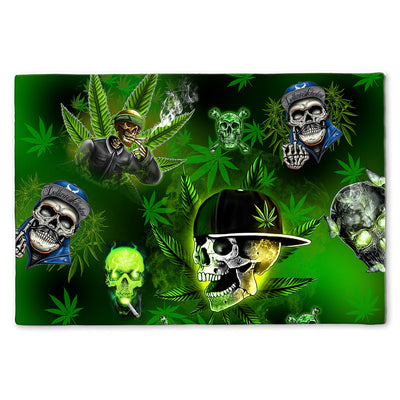 S ( 16X24 INCHES ) Skull Let's Get High Green - Doormat - Owls Matrix LTD