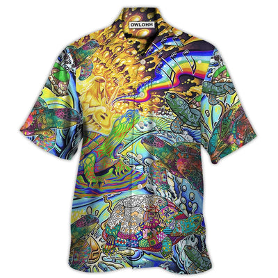 Hawaiian Shirt / Adults / S Hippie Turtle Colorful Art Peace - Hawaiian Shirt - Owls Matrix LTD