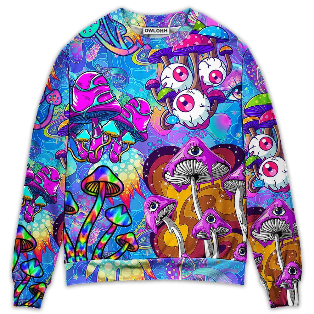 Hippie Mushroom Colorful Cool Style - Sweater - Ugly Christmas Sweaters - Owls Matrix LTD